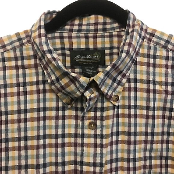 Eddie Bauer Tall Casual Button Down Long Sleeve Plaid FallColors Mens Large Tall - Picture 3 of 9